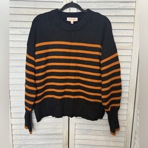 Philosophy Women’s Black and Orange Striped Sweater Size L
